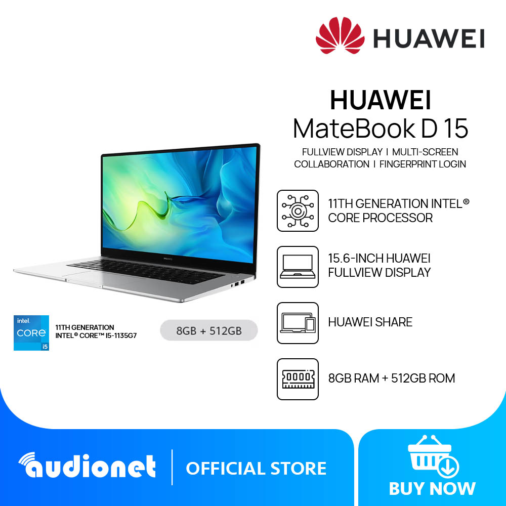 HUAWEI MateBook D15 Laptop, Intel® Core™i3-11th Gen, 8GB +256GB, Eye  Comfort HUAWEI FullView Display, Super Device, Fingerprint Power Button