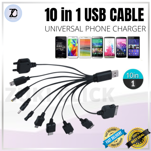 10 in 1 USB Cable Charger Universal Phone Charger Multi functional USB  Cable Fast Charging Phone Charger Portable Lightweight Multi-Function Cable  Cord Fast Charging USB Charger Adapter Multi Plug Cellphone Charger |