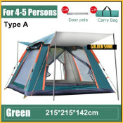 Automatic 3-4 Person Rainproof Camping Tent with French Windows