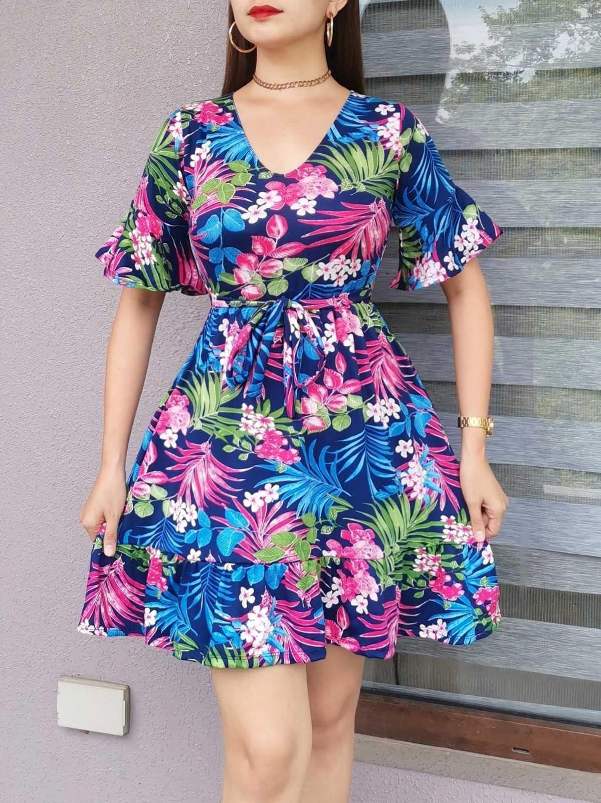 Floral Printed Gathered Dress - Panthera Styles