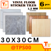 Waterproof Vinyl Floor Tiles with Aesthetic Design (6pcs/set)