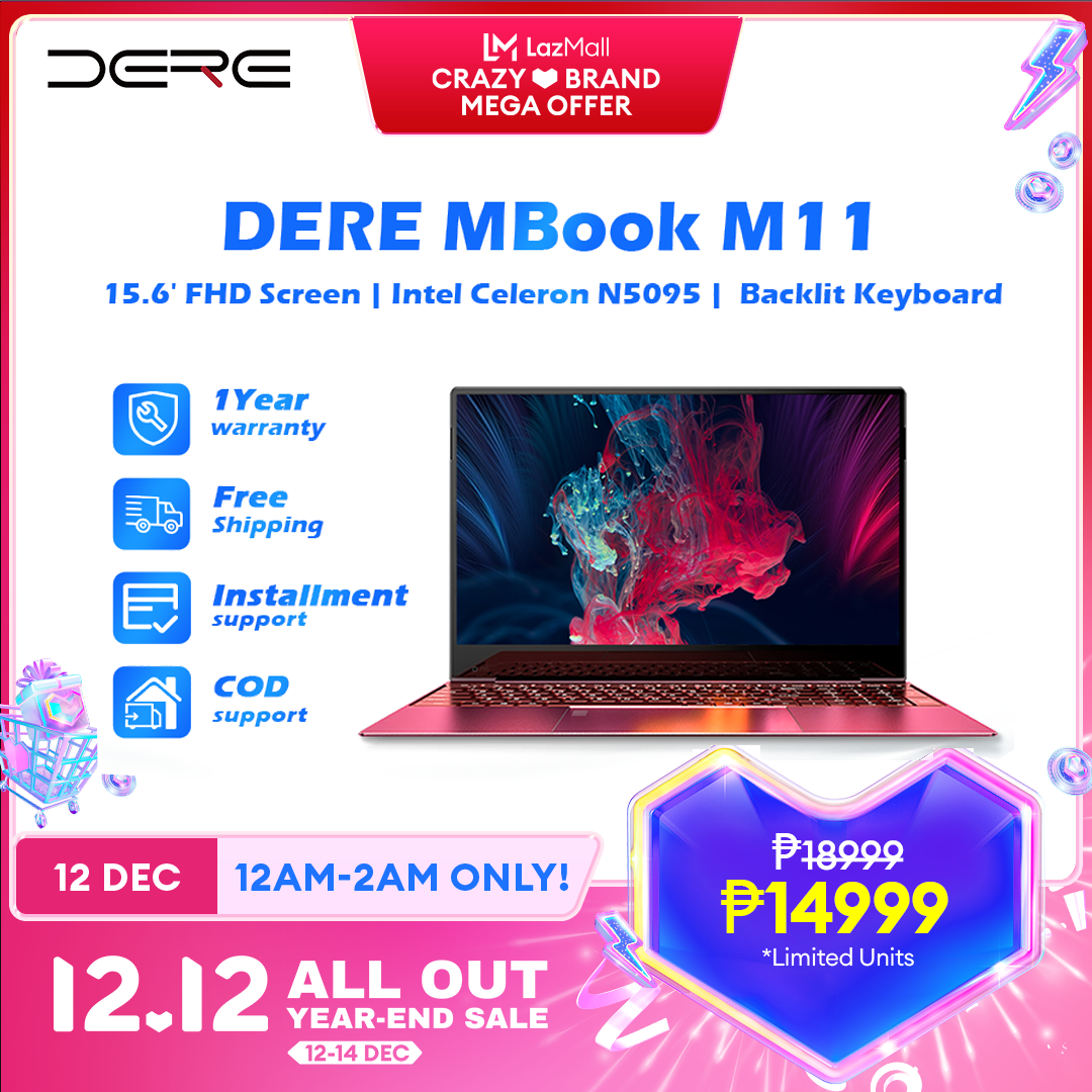 Lazada Philippines - ?DELIVER IN 3 DAYS?DERE MBook M11/M12 Laptop Brand New Original 15.6 inch 2.5K IPS Screen Intel Celeron N5095 CPU Windows 11 Fingerprint Unlock Backlit Keyboard 2.4G+5G WiFi+RJ45 Computer (12+256/512,Red/Silver)