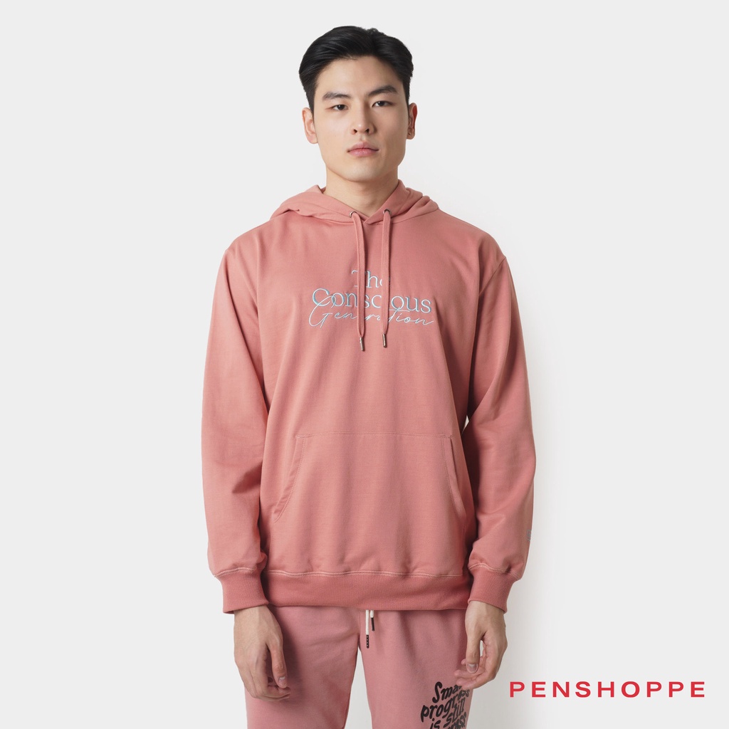 ☸Penshoppe The Conscious Generation Relaxed Fit Hoodie With Embroidery For  Men (Old Rose)▽ | Lazada PH