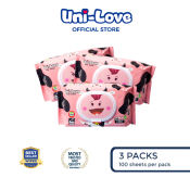 UniLove Milk Scent Baby Wipes 100's Pack of 3