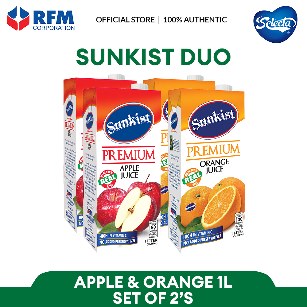 Sunkist Duo Preimum Apple Orange Juice 1L Organic Free Juice