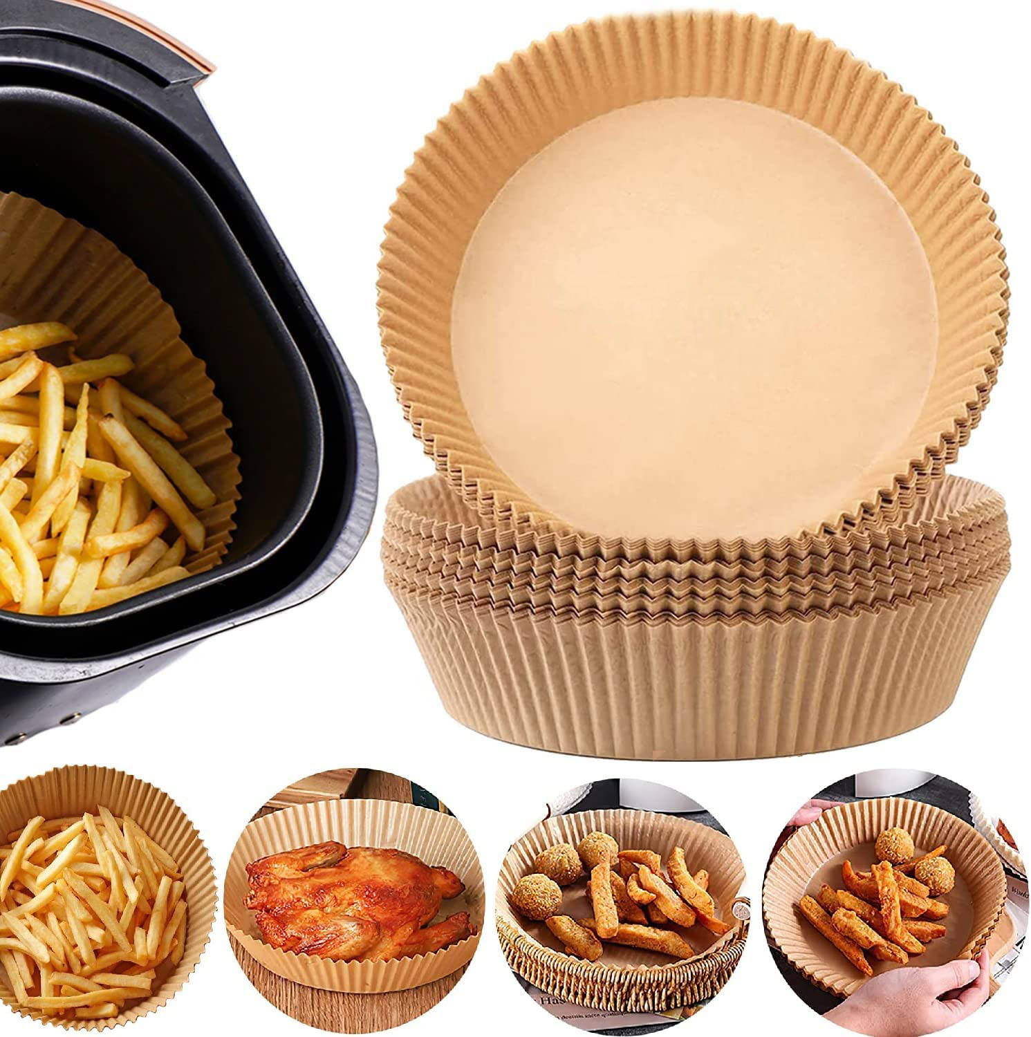 128 PCS Air Fryer Disposable Paper Liner, 6.3 IN' Non Stick Baking