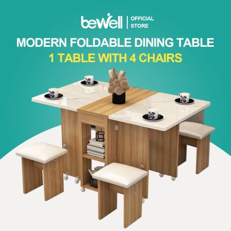 Bewell Foldable Mobile Dining Table with Chairs