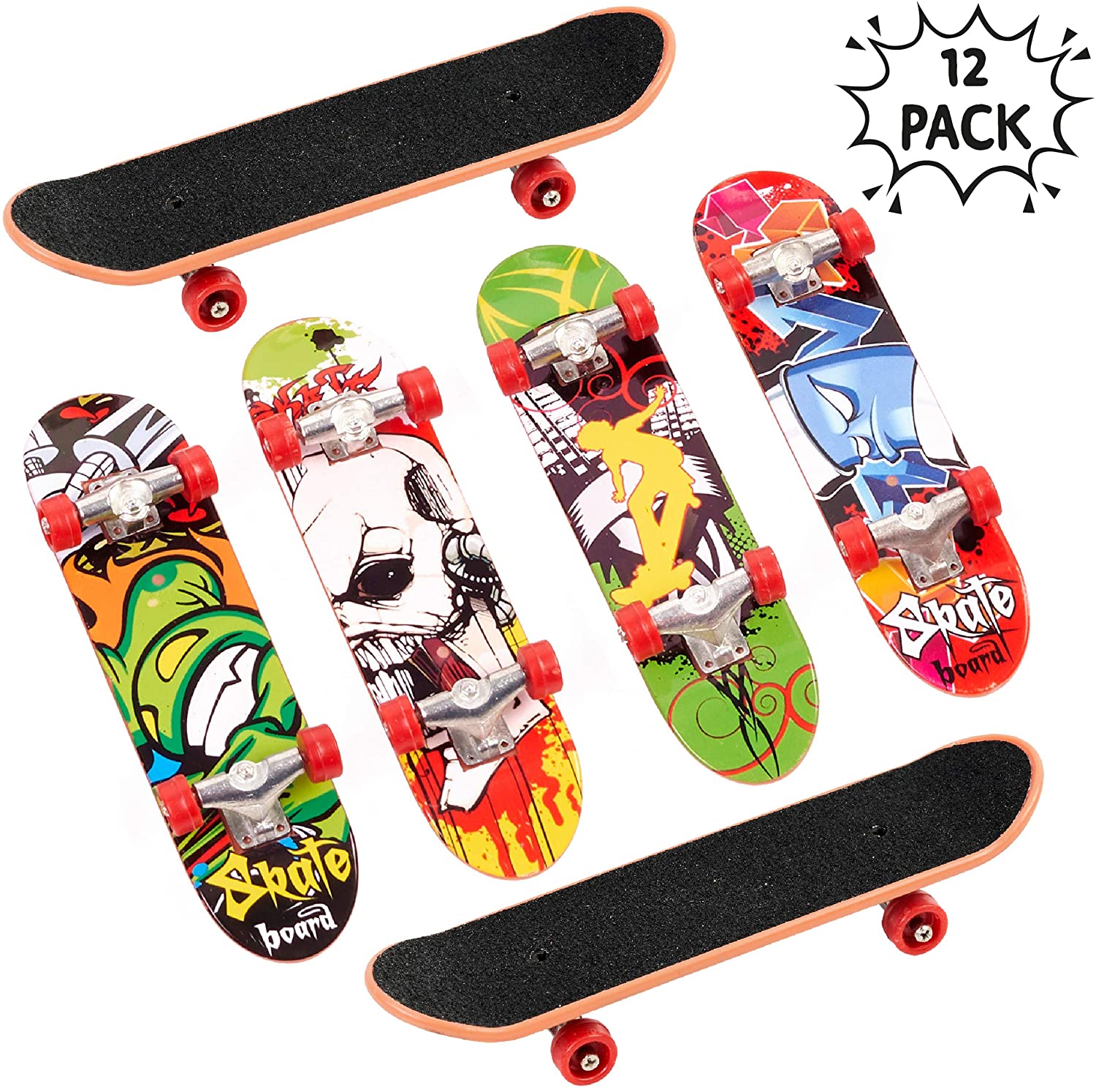 12Pcs Mini Skateboard Funny Portable Finger Board Finger Skateboard for Home
