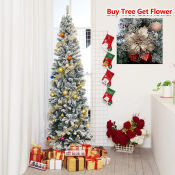 NUVOX 6FT Artificial Pencil Christmas Tree with Metal Stand