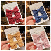 2pcs/set Korean Fashion Girls Bow Hair Clip for Kids Sweet Hairpin Hair Accessories