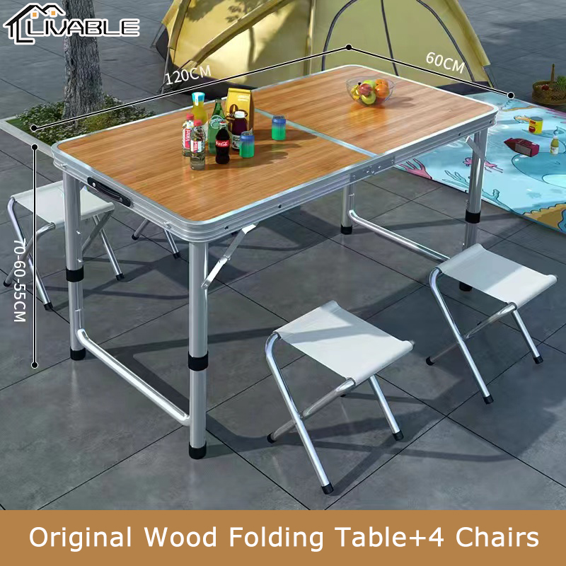 LIVABLE Folding Table Multifunctional Foldable Table and Chair Set Outdoor Portable Picnic Table Home Laptop Table - Image 2