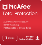 McAfee Total Protection | 1-Device 3-Year Subscription | Antivirus Internet Security Vpn Software | PC/Mac/Android/iOS | Email Delivery