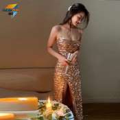 Rose Gold Sequin Prom Dress by Elegant Evening Fashion