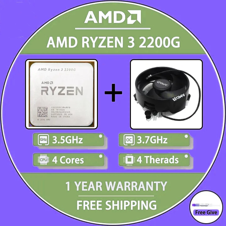 Used AMD Ryzen 2200G R3 2200G Quad-Core Quad-Thread CPU