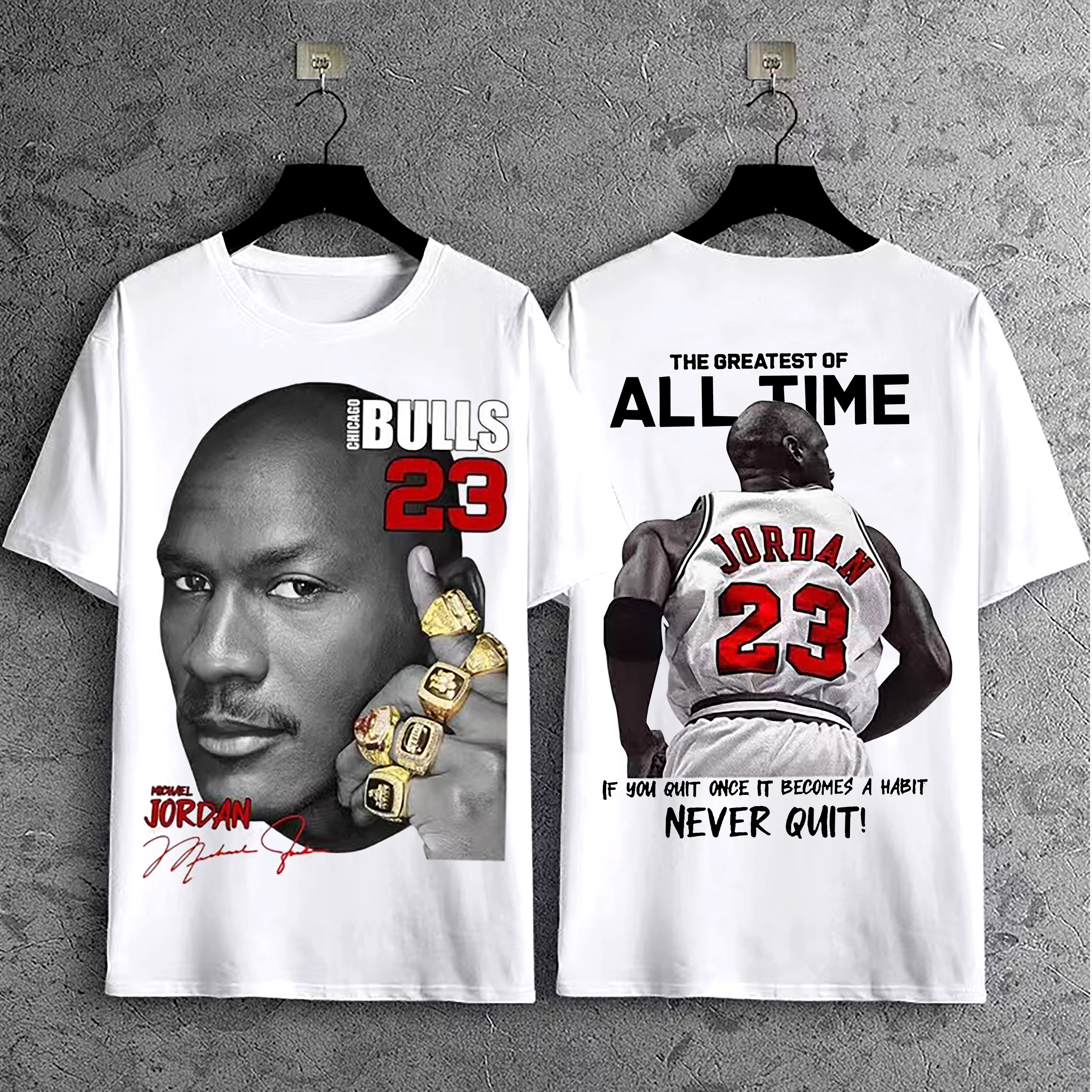 NBA T-shirt Chicago Bulls Michael 23 GOAT MJ Oversized Clothing Hip Hop tee  shirt for men women unisex High Quality Pure Cotton T Shirt S-3XL  Streetwear Front and Back Design Graphics Printed