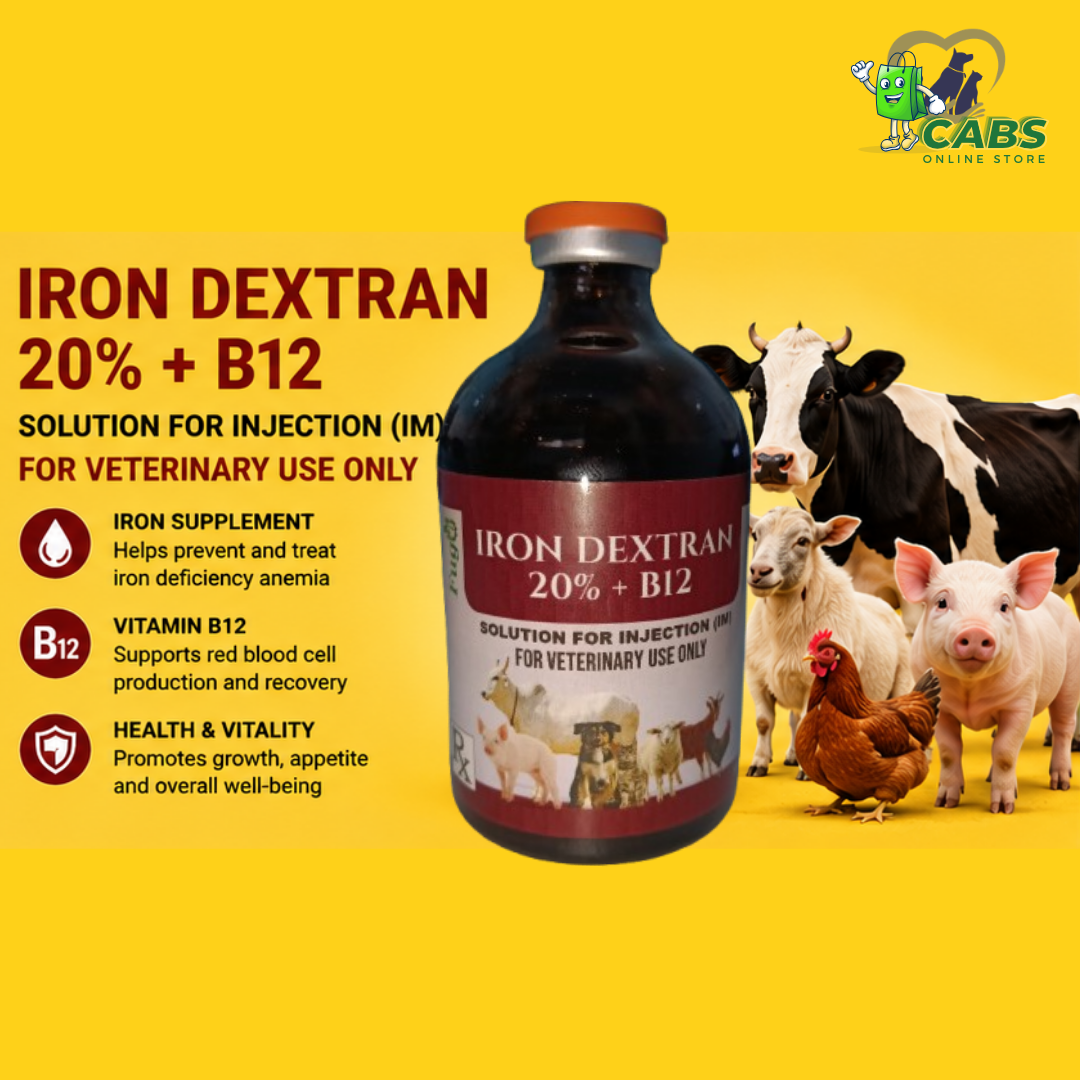 Iron Dextran 10% + Vitamins B12 | INJECTION | FOR ANIMALS | 100ml 10ml