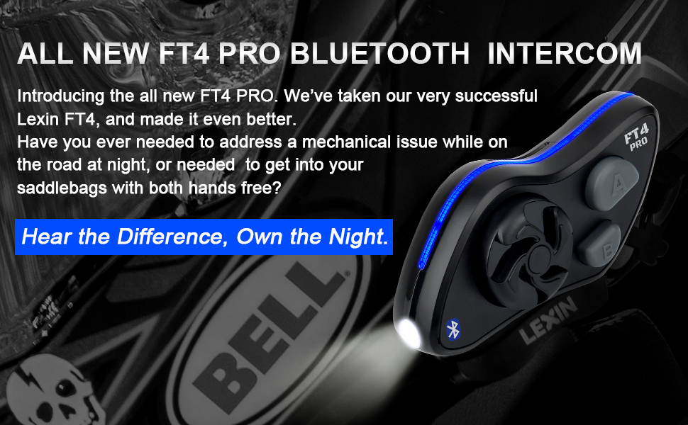 LEXIN 1pc FT4-PRO Motorcycle Bluetooth Headset Featuring