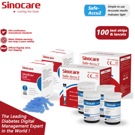 Sinocare Safe-Accu2 Blood Glucose Test Strips and Lancets Set