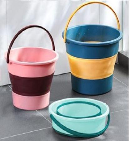 4L Foldable Barrel Plastic Car Wash Bucket Household Cleaning