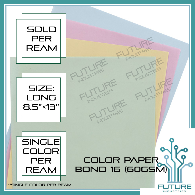 Colored Bond 16 Colored Paper 1 Ream 500 Sheets Long Bond Paper Legal Size Pastel Colors Green Blue Pink Yellow 60gsm