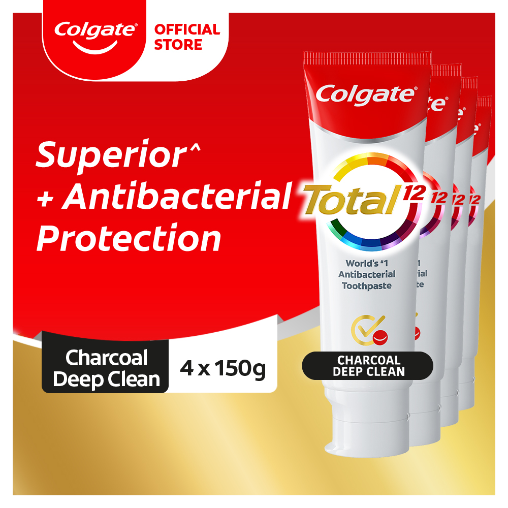 Lazada Philippines - Colgate Total Charcoal Deep Clean Multi-Benefit Antibacterial Toothpaste 150g, Pack of 4