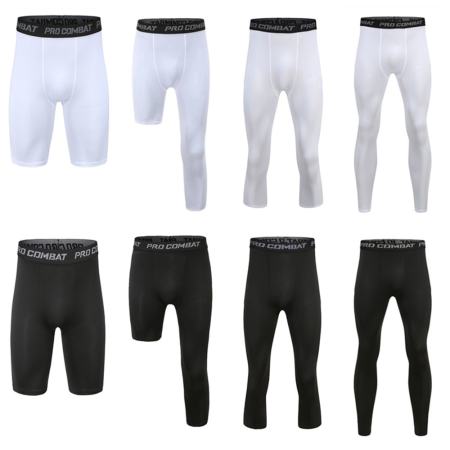 Basketball Men Base Layer Exercise Trousers Compression Running Tight Sport Cropped One Leg Leggings Football Yoga Fitness Shorts Pants