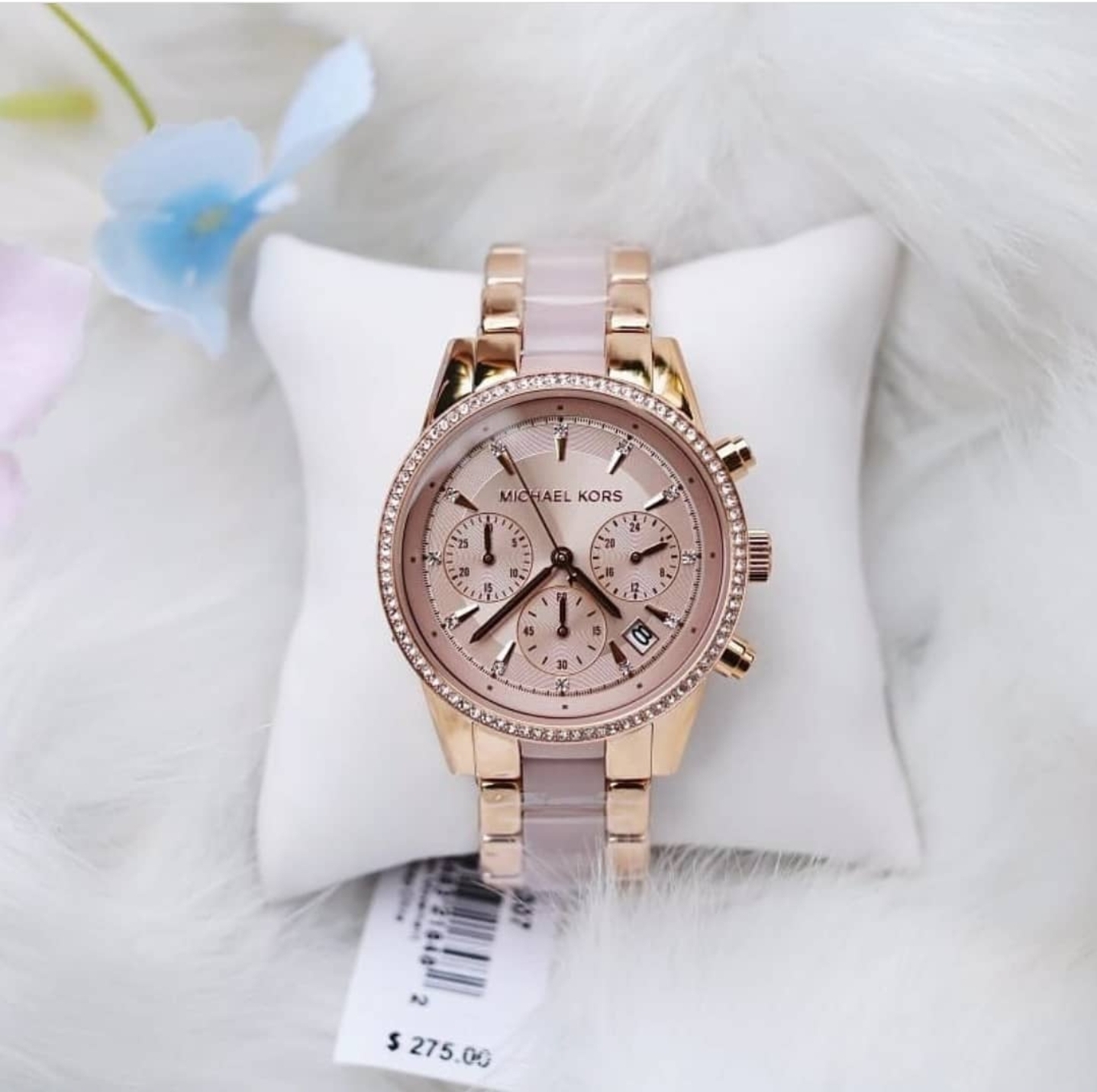 Michael Kors Ritz Quartz Chronograph Rose Dial Rose Gold-tone