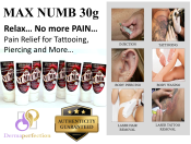 MAX NUMB 30g Numbing Cream - Tattoo, Laser, Waxing, Legit/Auth