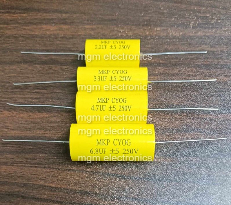 5pcs MKP yellow circle axial 250V 1/2.2/3.3/4.7/6.8/10UF Non-polar tweeter through-core capacitor - 502