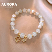 Aurora Freshwater Pearls Opal Clover Lucky Bracelet Jewelry