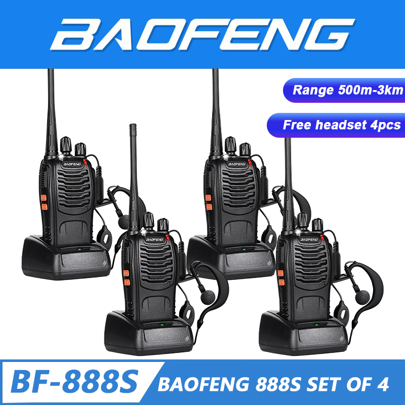 Baofeng BF 888S set of Walkie Talkie Portable Two Way Radio UHF  Transceiver with headset with headset Lazada PH