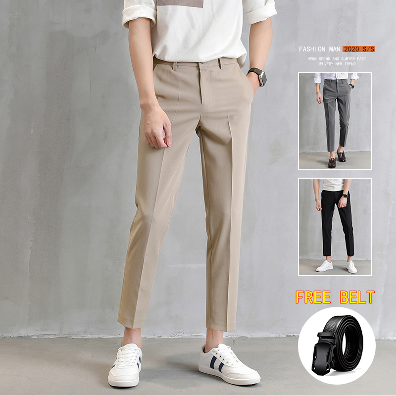 Men&'s Plain Pants Korean Fashion Trend Slim Pants For Men