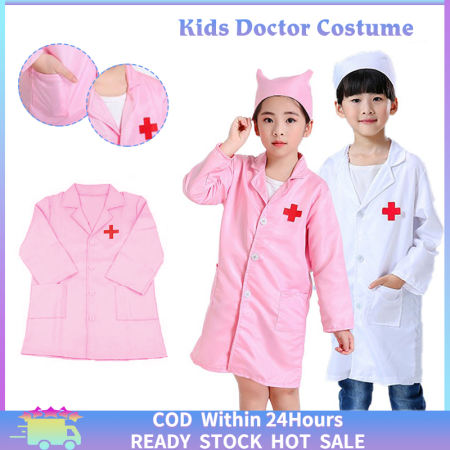 Kids Doctor Costume Role Play Costume Kids White Gown Nurse Uniform Toy