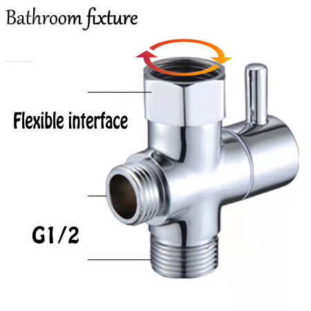 BathroomFixture 3-Way Brass Shower Valve T-Adapter G1/2"