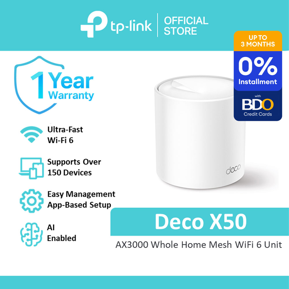 TP-Link Official Store / Deco X50 AX3000 / Up to 3.0 Gbps Whole Home Mesh Smart Access Point WiFi 6 Router
