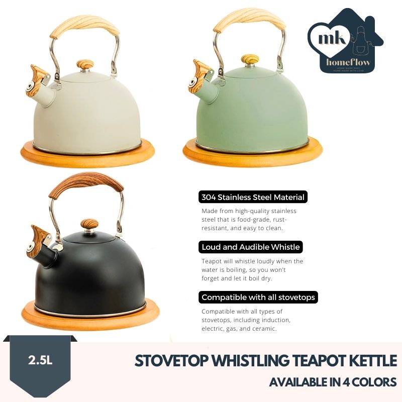 DclobTop Stove Top Whistling Tea Kettle 2.5 Quart Classic Teapot Mirror  Polished Culinary Grade Stainless Steel Teapot for Stovetop