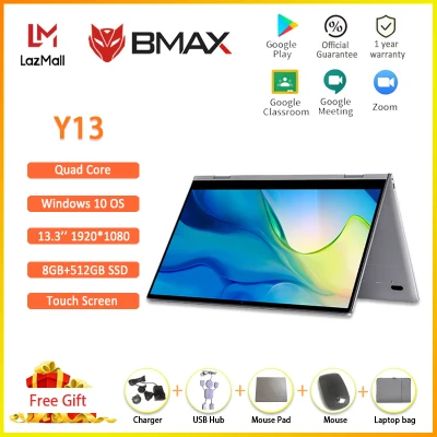 [1 Year Warranty] BMAX official Y13 360° Laptop 13.3 inch Notebook Windows 10 8GB LPDDR4 256/512GB/1T SSD 1920*1080 IPS Intel N4120/N4100 touch screen laptops (6)