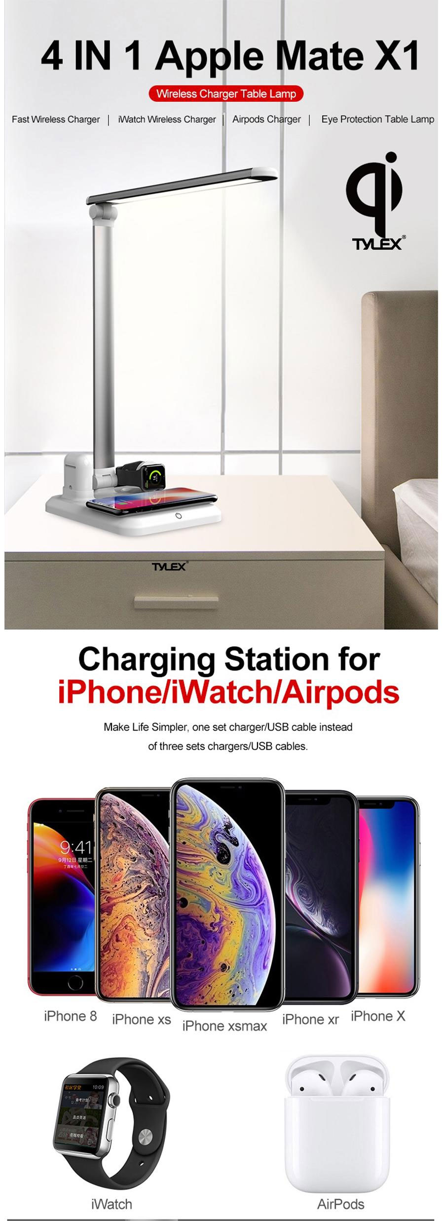 desk lamp with wireless charging station