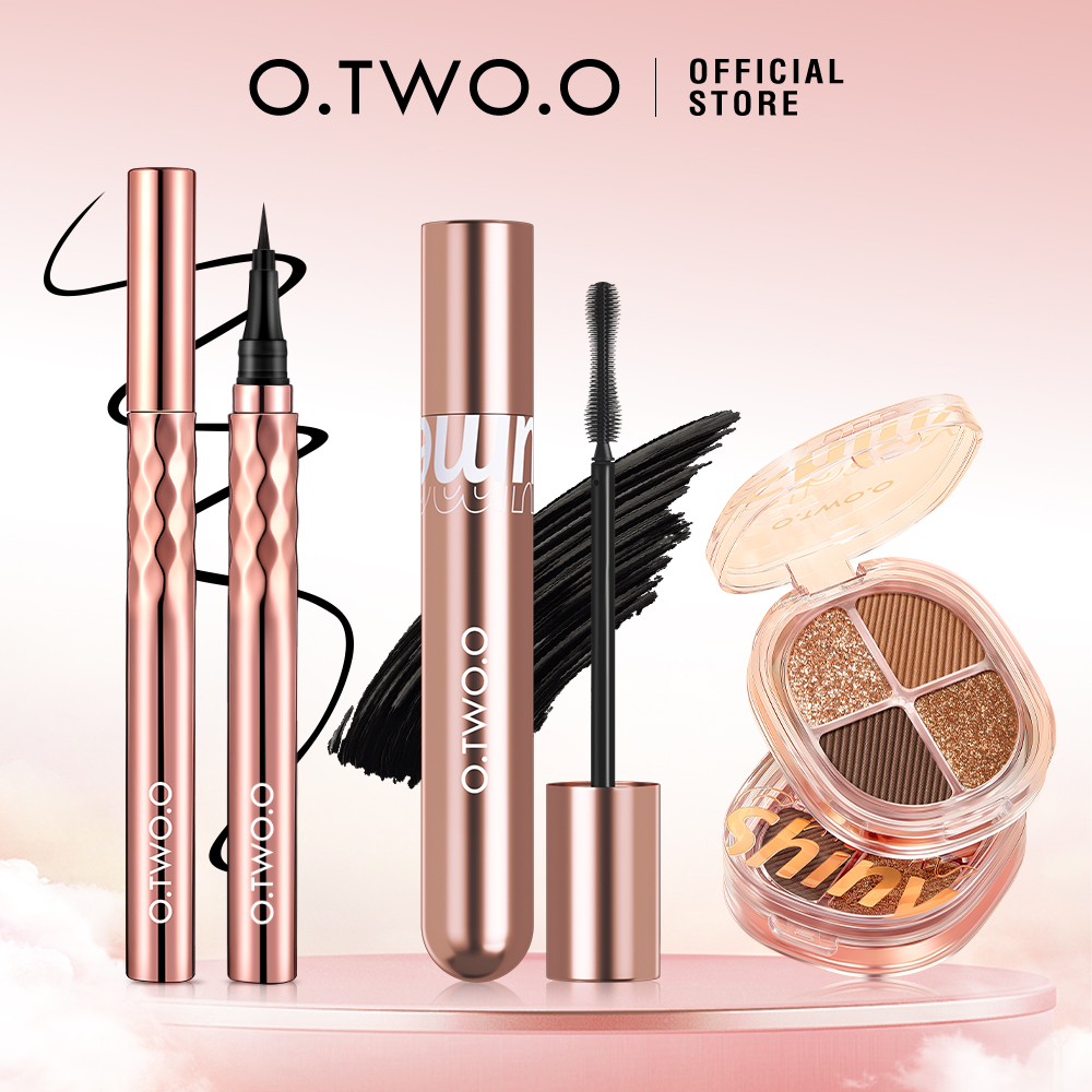 Discount on O.TWO.O  shoes - SKU: O.TWO.O 3PCS Eyes Makeup Set 4 Colors Shimmer Eyeshadow Palette+Waterproof Mascara+Black Eyeliner