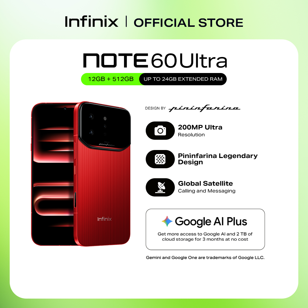 Infinix NOTE 60 Ultra 5G, (up to 24GB [12+512] 200MP Ultra Resolution Cam / Pininfarina Legendary Design / Global Satelite Calling & Messaging / Ultra HDR AMOLED Display / 100W 7000mAh Battery (1 Year Local Warranty) Smart Phone
