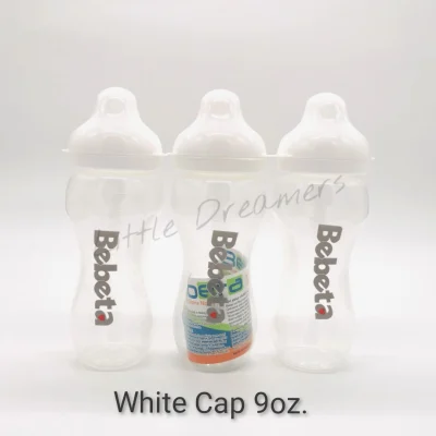 Bebeta 9oz. Regular Feeding Bottle Pack of 3's White or Clear Cap (1)