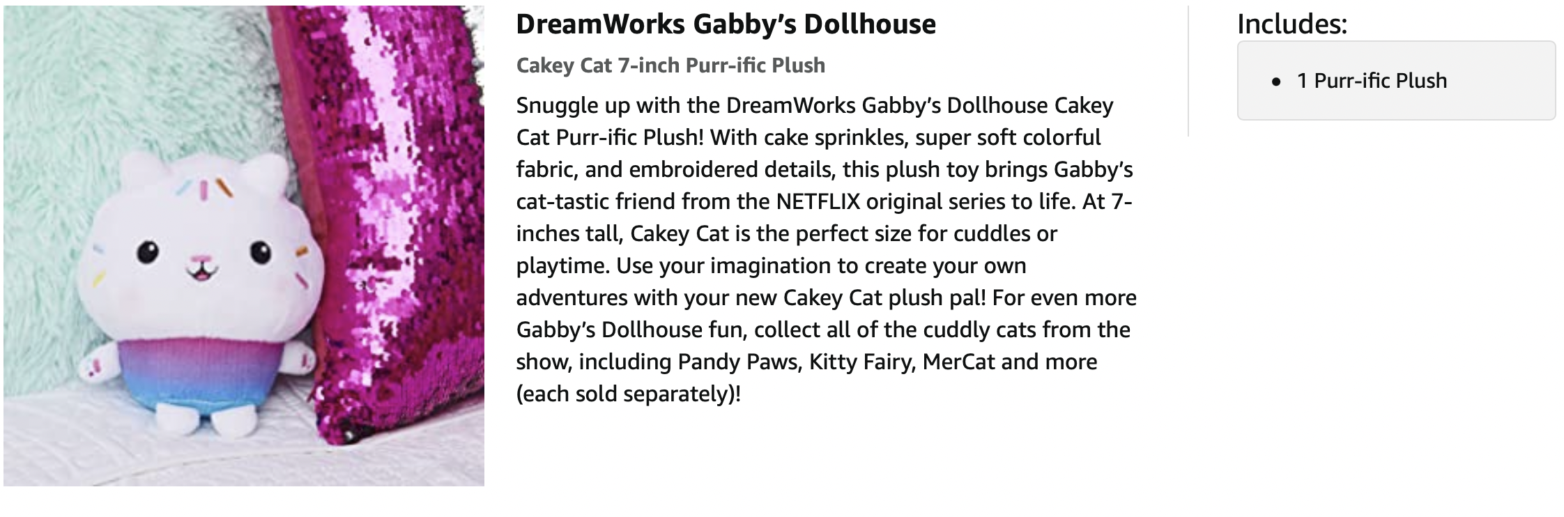 NEW Original Dreamworks Gabby's Dollhouse Cakey Cat Soft Purr-ific Plush,  18cm Stuffed Toy for Girls, Gabby Girl Mercat Kitty Fairy Baby Box Cat  Lazada PH