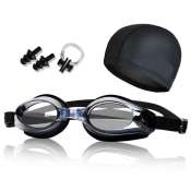 Waterproof Silicone Swim Cap and Goggles Set for Adults