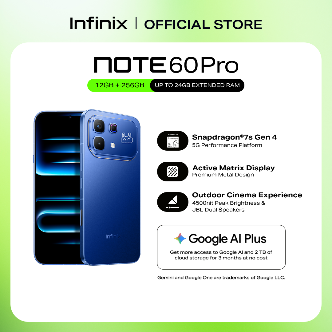 Infinix NOTE 60 Pro 5G, (up to 24GB [12+256] Snapdragon 7s Gen 4 5G / 144Hz 1.5K Ultra HDR Cinematic Display / Active Matrix Display / 90W 6500mAh Battery (1 Year Local Warranty) Smart Phone