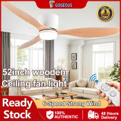 Modern Industrial Ceiling Fan Chandelier with Remote Control, 52inch