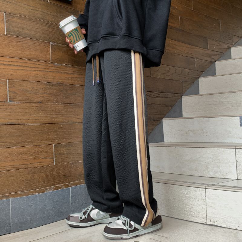 Baggy Pant For Men Vinage Style Loose Fit Spliced striped casual