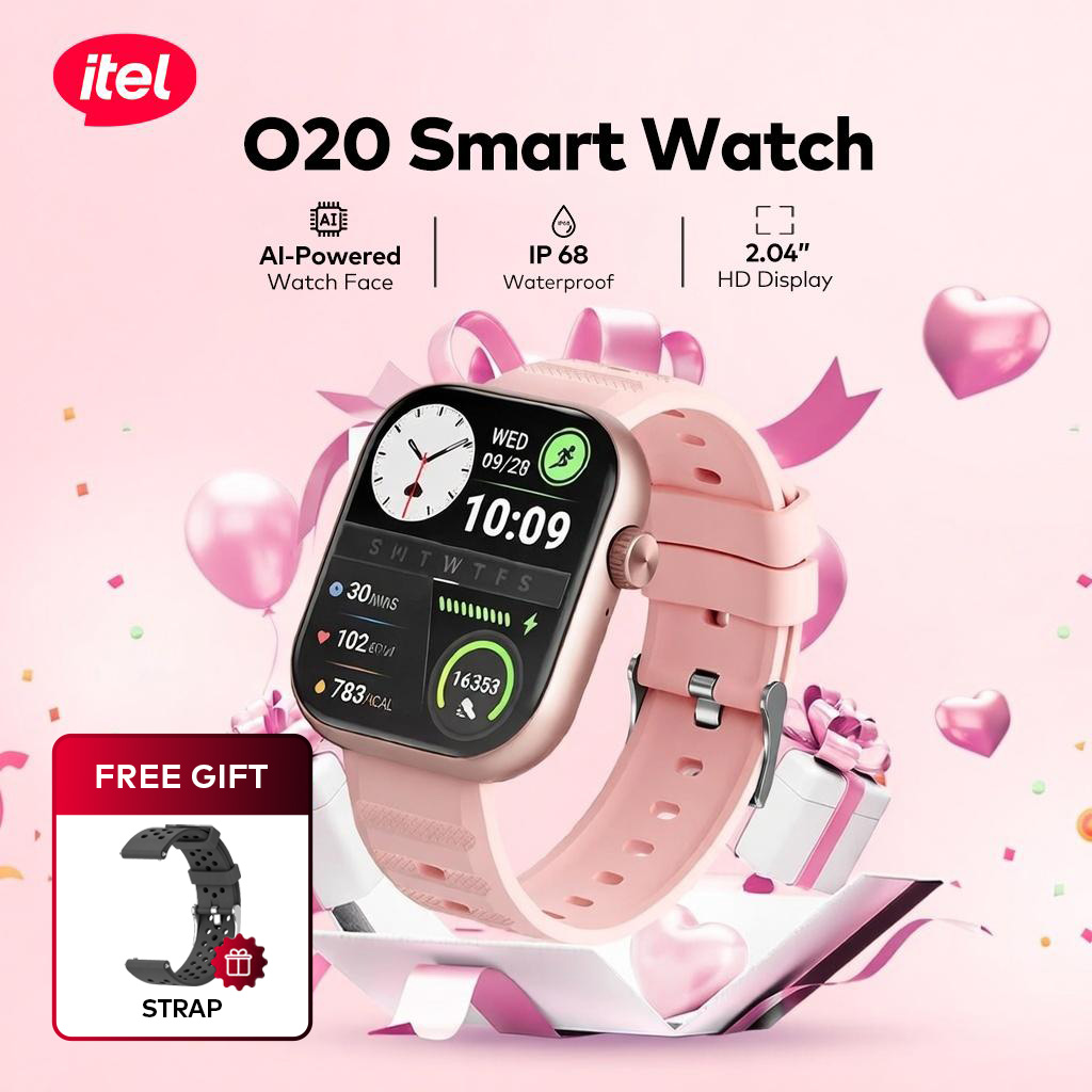 itel Fit O20 AFR Smart Watch / Double Strap / 2.04" HD / IP68 Water Resistance & Auto Drain / AI Powered