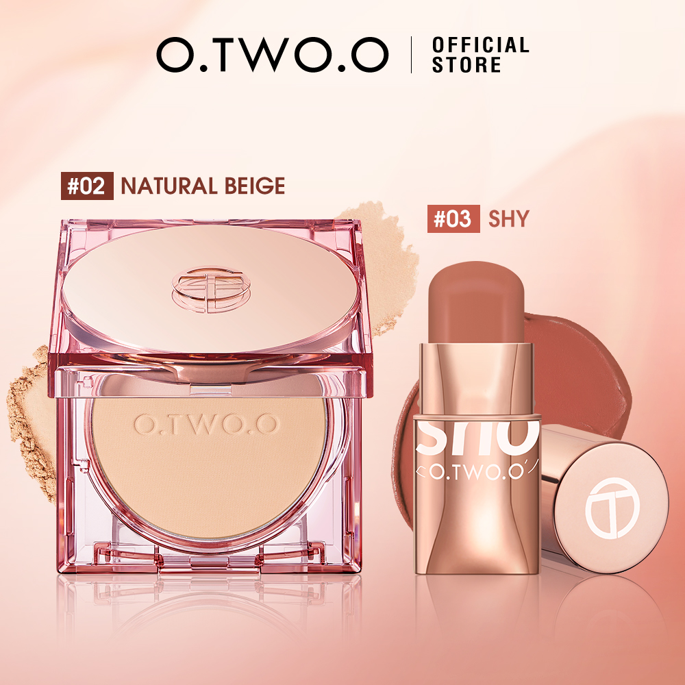 Discount on O.Two.O  shoes - SKU: O.Two.O 2psc Makeup Set Makeup Blush Cream Stick Oil Control Matte Face Powder Multi-Use Stick Make-