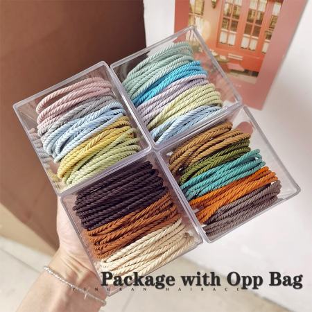 50pcs High Elastic Colorful Rubber Hair Ties - Korean Style