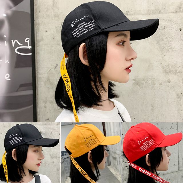 TW.Ph Korean Long Baseball Cap Long Strap English letter long strap Adjustable Letter Printed Curved hat with the same paragraph long tail little yellow female streamer Lazada PH